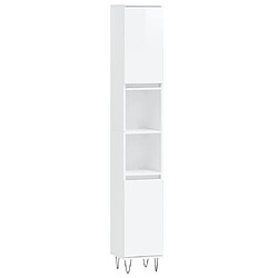 Maison Chic Armoire de salle de bain,Meuble de rangement,Meuble haut blanc brillant 30x30x190 cm -GKD595423