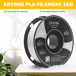 None Filament PLA ERYONE pour imprimante 3D 1,75 mm Tolérance 0,03 mm 1 kg (2,2 lb)/bobine - Gris de sécurité