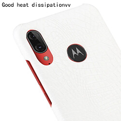 Wewoo Coque Rigide Pour Motorola Moto E6 Plus Crocodile Antichoc Texture PC + Etui PU Blanc pas cher