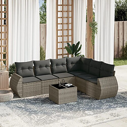 Maison Chic Salon de jardin avec coussins 7 pcs | Ensemble de Table et chaises | Mobilier d'Extérieur gris résine tressée -GKD58770