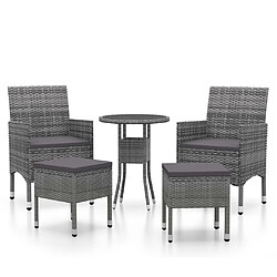 vidaXL Salon de jardin 5 pcs Résine tressée Gris