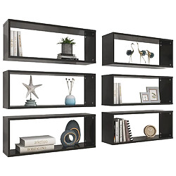 Avis Maison Chic Lot de 6 Étagères cube murales,Etagère de rangement flottantes Noir 60x15x23 cm Aggloméré -MN20302