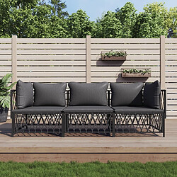 Maison Chic Salon de jardin 3 pcs avec coussins - Table et chaises d'extérieur - Mobilier/Meubles de jardin Moderne anthracite acier -MN85465