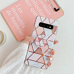 Wewoo Coque Souple Pour Galaxy S10e Placage Motif Géométrique Coloré Mosaïque Marbre TPU Mobile avec Support Pliant Rose PF1