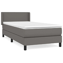 vidaXL Sommier à lattes de lit avec matelas Gris 100x200 cm Similicuir