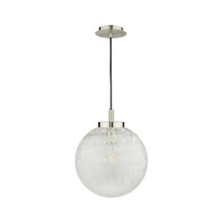 Luminaire Center Suspension Avari Nickel satiné, verre dépoli blanc