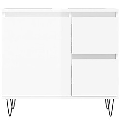 Maison Chic Armoire de salle de bain,Meuble de rangement,Meuble haut blanc brillant 65x33x60 cm -GKD678991 pas cher