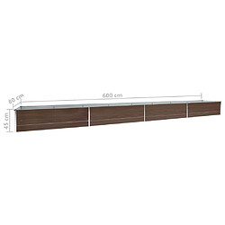 vidaXL Lit surélevé de jardin Acier galvanisé 600x80x45 cm Marron pas cher