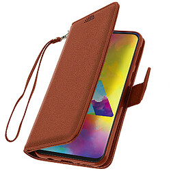 Avizar Housse Samsung Galaxy M20 Étui Porte carte Support Vidéo marron