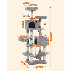 Acheter ACAZA Arbre à Chat - Arbre à Chat pour Grands Chats - Hauteur 168 cm - Gris Clair