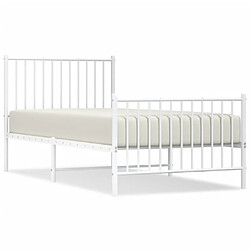 Maison Chic Lit adulte - Lit simple Cadre de lit métal avec tête de lit/pied de lit,Structure du lit Contemporain pour chambre blanc 90x190 cm -MN19782