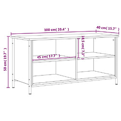 vidaXL Meuble TV Chêne fumé 100x40x50 cm Bois d'ingénierie pas cher