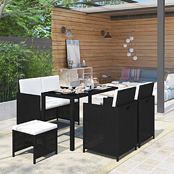 Maison Chic Salon de jardin 6 pcs + coussins - Mobilier/Meubles de jardin - Table et chaises d'extérieur Résine tressée Noir -MN17383