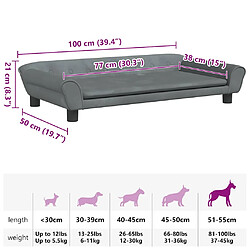 vidaXL Lit pour chien gris foncé 100x50x21 cm velours pas cher