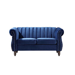 Vente-Unique Canapé chesterfield 2 places en velours bleu roi TRUMBO