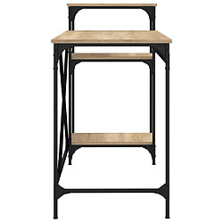 Avis Helloshop26 Bureau table poste de travail meuble d'ordinateur informatique étude et étagères chêne sonoma 135 x 50 x 90cm bois ingénierie/fer brun 02_0023818