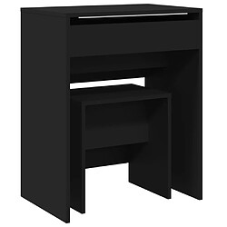 vidaXL Coiffeuse et tabouret noir 60x40x113,5 cm