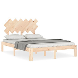 Maison Chic Cadre/structure de lit avec tête de lit pour adulte - Lit Moderne Chambre petit double bois massif -MN67750