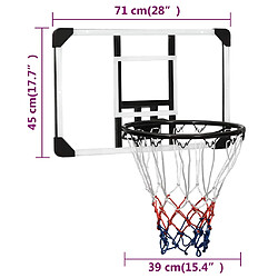 vidaXL Panneau de basket-ball Transparent 71x45x2,5 cm Polycarbonate pas cher