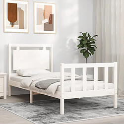 Maison Chic Cadre/structure de lit avec tête de lit pour adulte - Lit Moderne Chambre blanc petit simple bois massif -MN38747