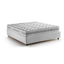 Avis Autrement Talamo Italia Silvia lit double avec conteneur, Made in Italy, en tissu déhoussable, 160x190 cm, avec ouverture frontale, Blanc, avec matelas inclus.