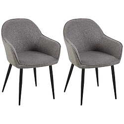 Decoshop26 Set de 2 chaises de salle à manger avec accoudoirs design moderne et confortable en tissu gris foncé et pieds en bois noir 10_0001602