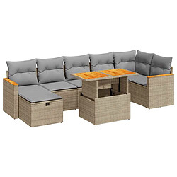 vidaXL Salon de jardin avec coussins 5 pcs beige résine tressée