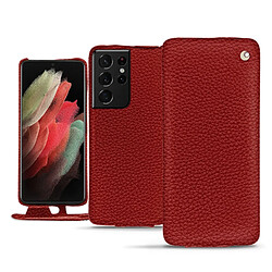 Housse cuir Samsung Galaxy S21 Ultra - Rabat vertical - Tomate ( Pantone #a61715 ) - NOREVE