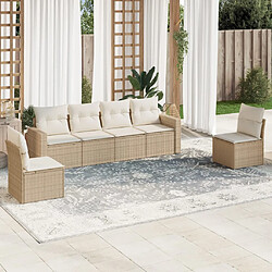 vidaXL Salon de jardin avec coussins 6 pcs beige résine tressée