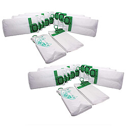 vhbw 20x Sacs compatible avec Vorwerk Kobold VK140, VK150, VK 140, VK 150 aspirateur - microfibres non tissées, 26cm x 14cm, blanc / vert