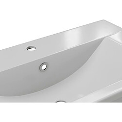 Acheter Vente-Unique Vasque de salle de bain semi-encastrée rectangle en céramique - 71,5 cm - Blanc - YASMAC II