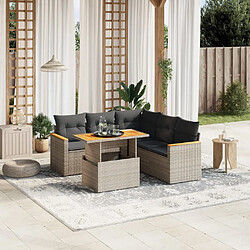 vidaXL Salon de jardin 6 pcs avec coussins gris résine tressée