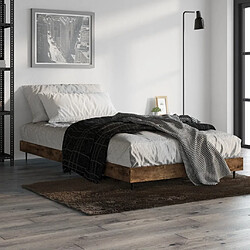 Avis vidaXL Cadre de lit sans matelas chêne fumé 90x200cm bois d'ingénierie