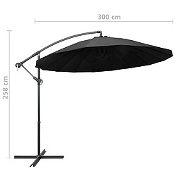 vidaXL Parasol suspendu avec poteau anthracite 3 m pas cher