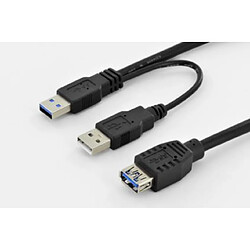 Digitus 0.3m, USB3.0-A/2xUSB3.0-A câble USB 0,3 m USB A 2 x USB A Noir