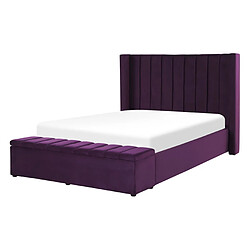 Acheter Beliani Lit double en velours violet avec banc coffre 140 x 200 cm NOYERS