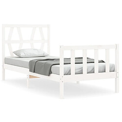 Maison Chic Lit adulte - Cadre Structure de lit avec tête de lit Contemporain blanc simple bois massif -MN13735