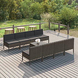 Maison Chic Salon de jardin 9 pcs + coussins - Mobilier/Meubles de jardin - Table et chaises d'extérieur Résine tressée Gris -MN92302