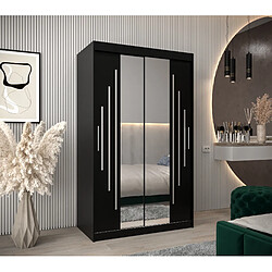 Abiks Meble Armoire YORK 1 À Portes Coulissantes 200/120/62 2 Portes (Noir/Noir)