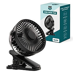 Ventilateur à Clipser avec 3 Niveaux de Vitesse en Noir-Ventilateur Personnel Alimenté par USB et Rechargeable à Piles | Mini Ventilateur Électrique Portable pour Voiture de Bureau de Lit