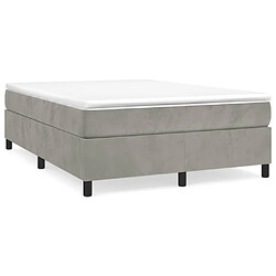 vidaXL Sommier à lattes de lit et matelas Gris clair 140x190cm Velours