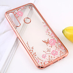 Wewoo Coque Souple Pour Xiaomi Redmi Note 8 Fleurs Motifs Galvanoplastie Housse de Protection TPU Or Rose