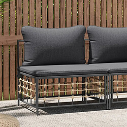 Maison Chic Canapé central de jardin avec coussin | Canapé Sofa d'extérieur | Fauteuil terrasse gris foncé résine tressée -MN56352