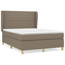 vidaXL Sommier à lattes de lit avec matelas Taupe 140x190 cm Tissu