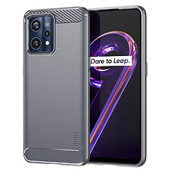 Coque en TPU MOFI Texture de fibre de carbone, antichoc, surface brossée, gris pour votre Realme 9 Pro +