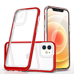 Ozzzo coque transparente 3 en 1 pour iphone 12 frame gel cover rouge