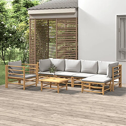 Maison Chic Salon de jardin 7 pcs + coussins - Mobilier/Meubles de jardin - Table et chaises d'extérieur gris clair bambou -MN79270