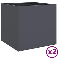 Maison Chic Lot de 2 Jardinières,Bac à fleurs - pot de fleur anthracite 49x47x46 cm acier laminé à froid -GKD96485