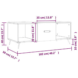 vidaXL Table basse gris béton 102x50x40 cm bois d'ingénierie pas cher