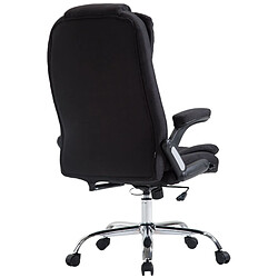 Acheter Decoshop26 Fauteuil de bureau XXL sur roulettes confortablement rembourrés avec accoudoirs en tissu noir et métal chromé 10_0002667